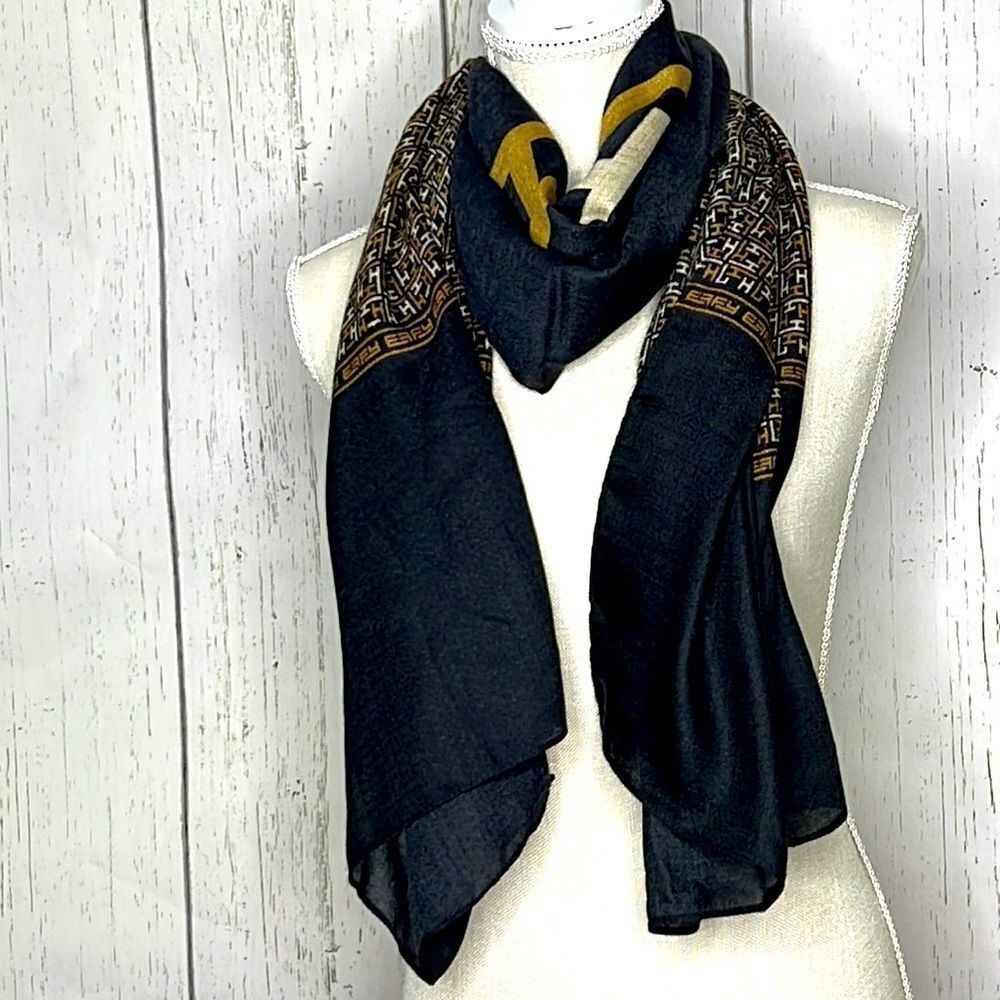 Black with Tan & Light Brown Design Effy Hematain - NWOT